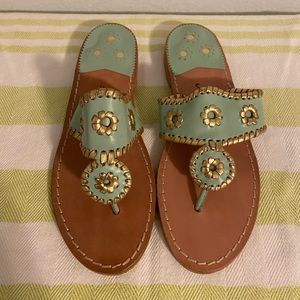 Jack Rogers Flat Mint with Gold Trim (Navajo)